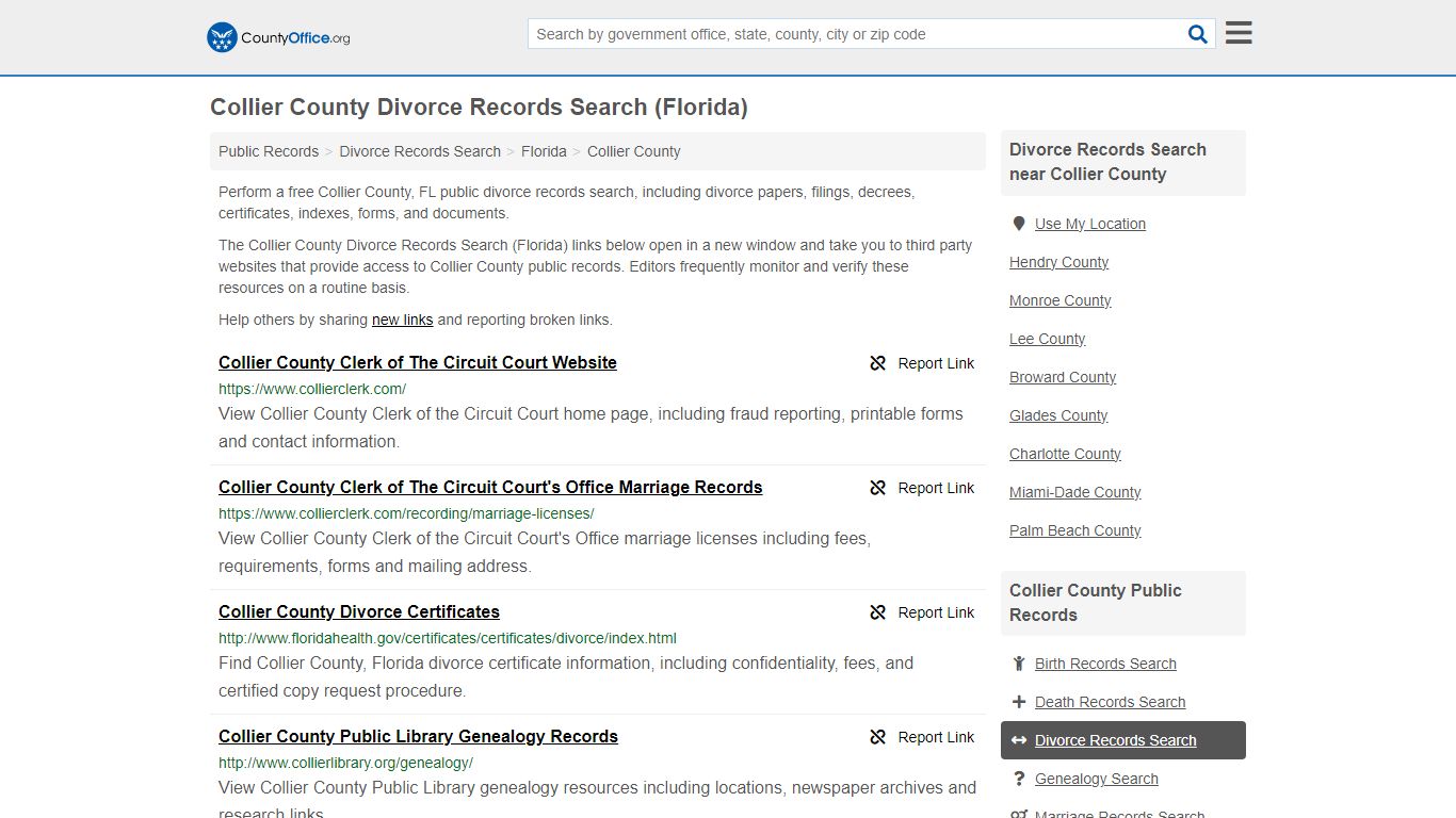 Collier County Divorce Records Search (Florida) - County Office